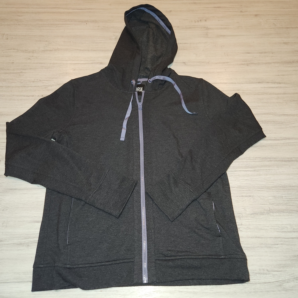 Victoria Sport Full Zip Hooded Jacket Ladies Gray And Purple Size Large